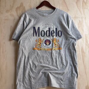 Modelo Shirt Mens Large Gray Cerveza Beer Graphic Tee T-Shirt Tagless Mexico